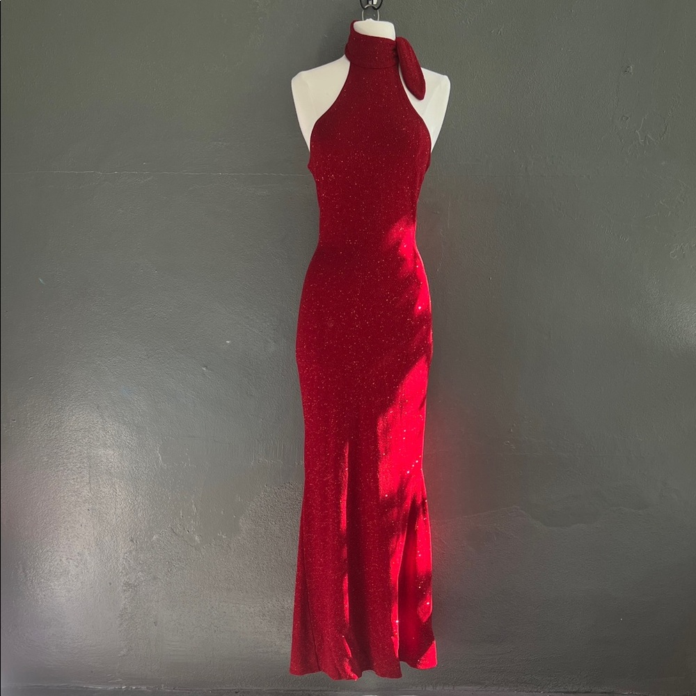 Vintage Scott McClintock Sparkling Red Backless Dress
